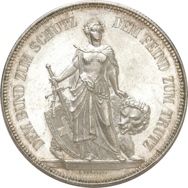 スイス1885年 近代射撃祭 ベルン開催記念 5フラン銀貨