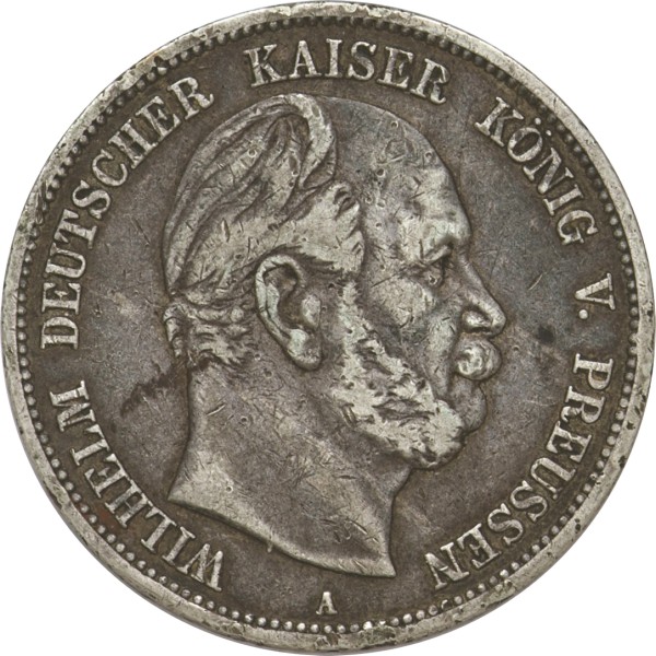 ドイツ プロイセン1876年 ヴィルヘルム1世 5マルク銀貨