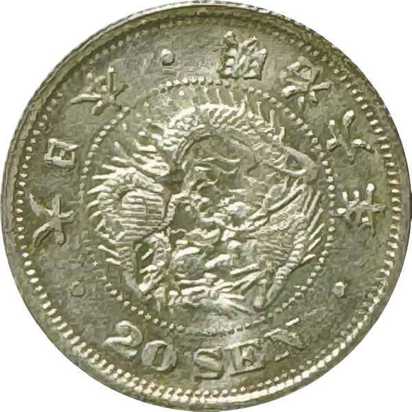 竜20銭銀貨 M6年 後期 欠日 PL様　