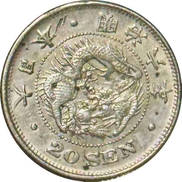 竜20銭銀貨 M6年 増日 希少