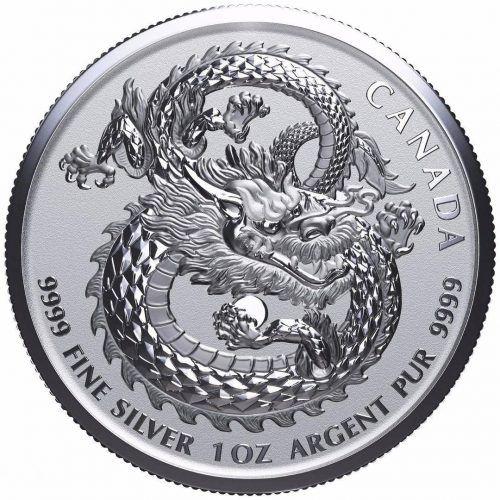 王立カナダ造幣局2019年 ラッキードラゴン ハイレリーフ1oz5ドル純銀貨
