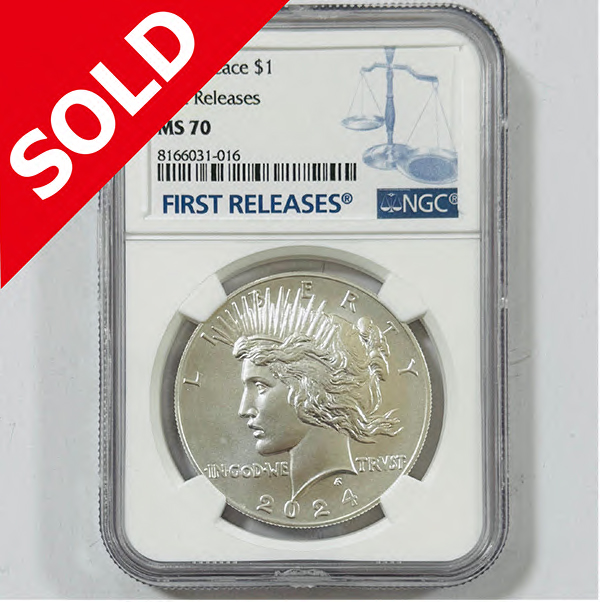 【完売】PCGS MS70 FastRelease 合衆国2023年銘 ピース1ドル銀貨 最高鑑定品