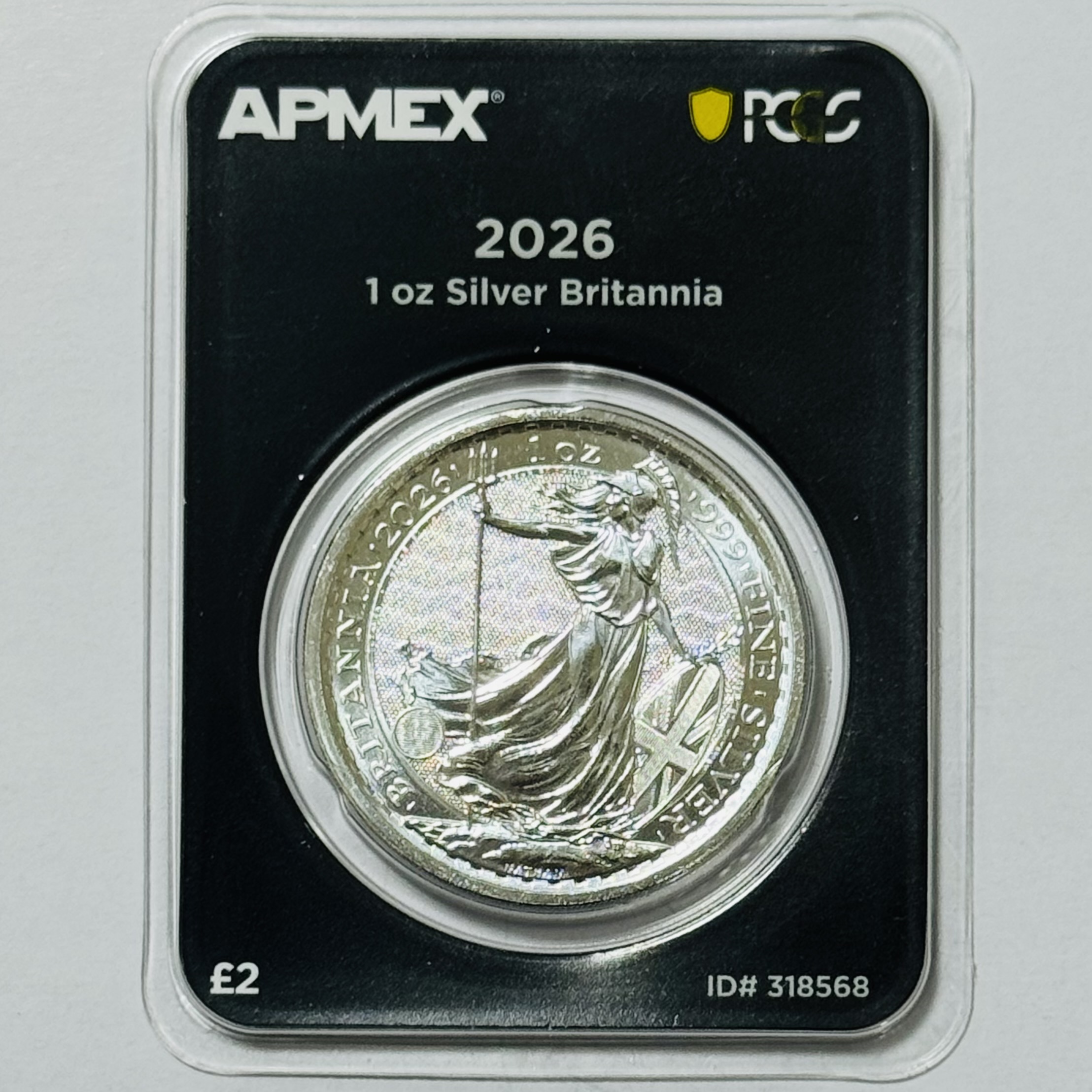 【完売】英国2026年ブリタニア1oz2ポンド銀貨+PCGS FirstStrikeスラブ入り  
